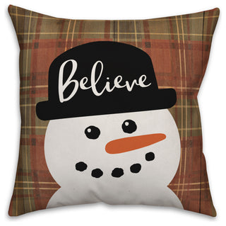 Believe Snowman 20"x20" Throw Pillow Cover