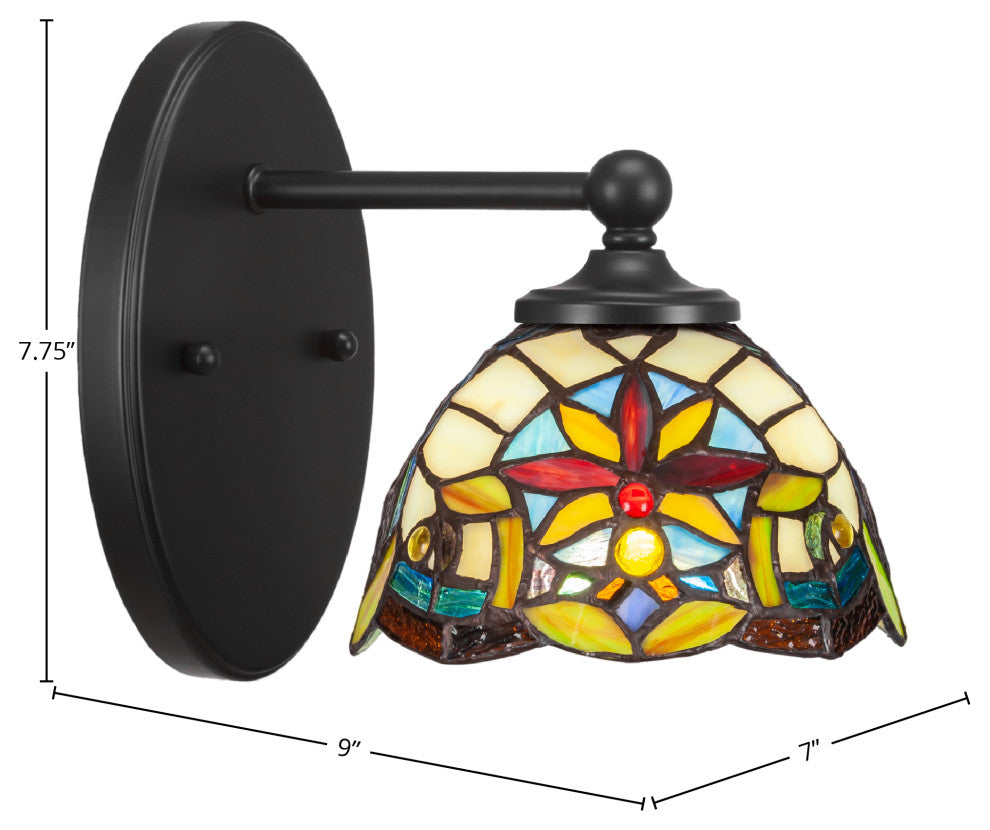 Capri 1-Light Wall Sconce, Matte Black/Earth Star Art