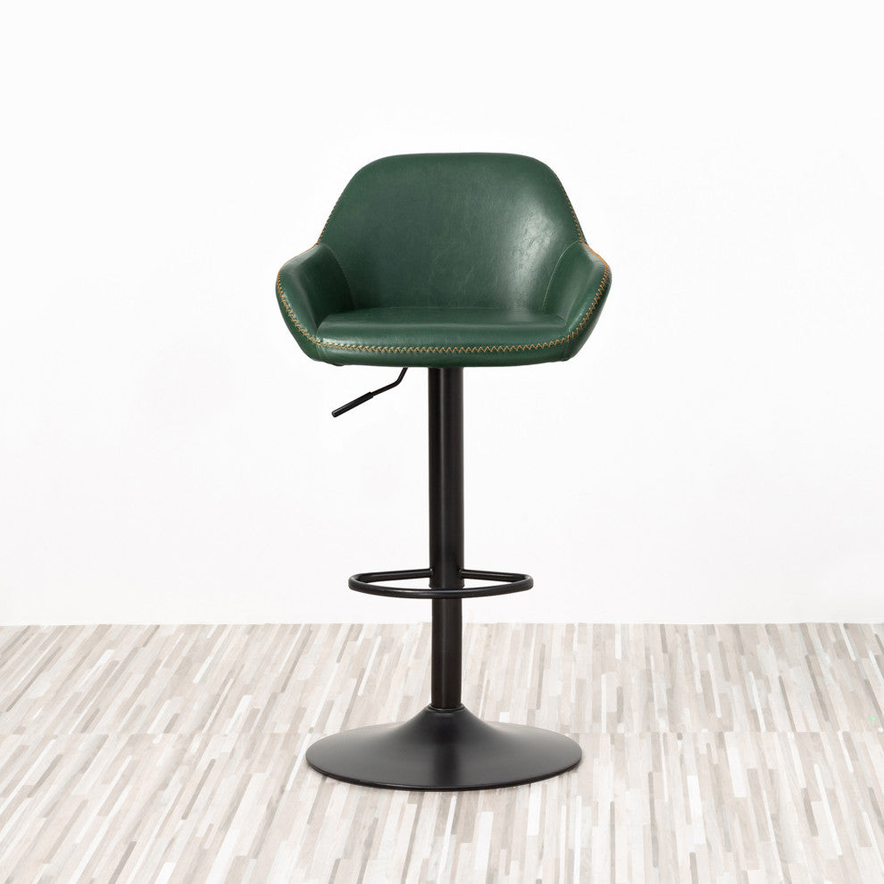 Set of 3 Adjustable Swivel Bar Stool, Hunter Green