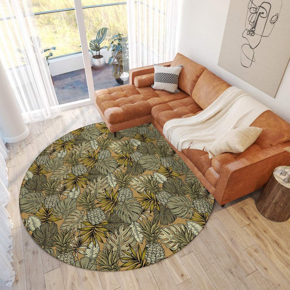 Indoor/Outdoor Tropics TC11 Clay Machine Washable 8' x 8' Round Rug