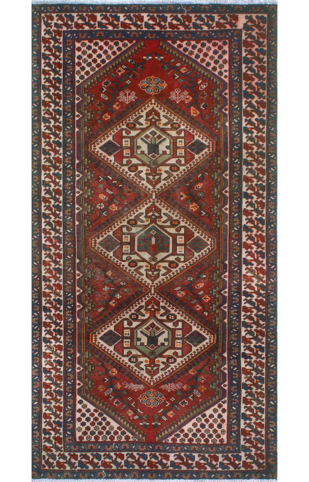 Fine Vintage Distressed Fatinah Red/Beige Runner, 5'2x10'1
