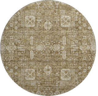 Premium Machine Washable Mayfield AMF637 Brown 8' x 8' Round Rug