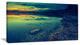 Dark Vintage Lake at Sunset, Boat Canvas Art Print, 32"x16"
