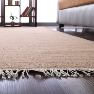 HAND WOVEN FLAT WEAVE KILIM WOOL ECO-FRIENDLY AREA RUGS-Solid,Light Brown