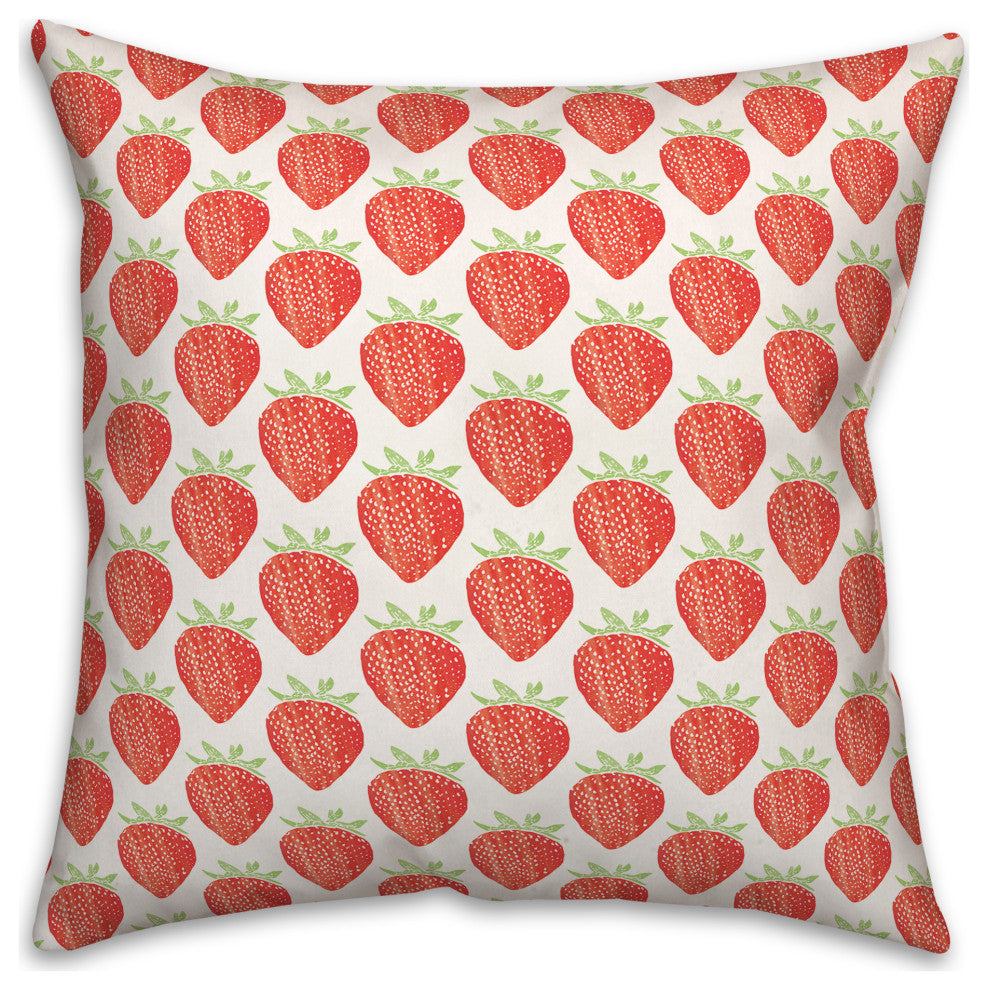 Watercolor Strawberry 18x18 Spun Poly Pillow