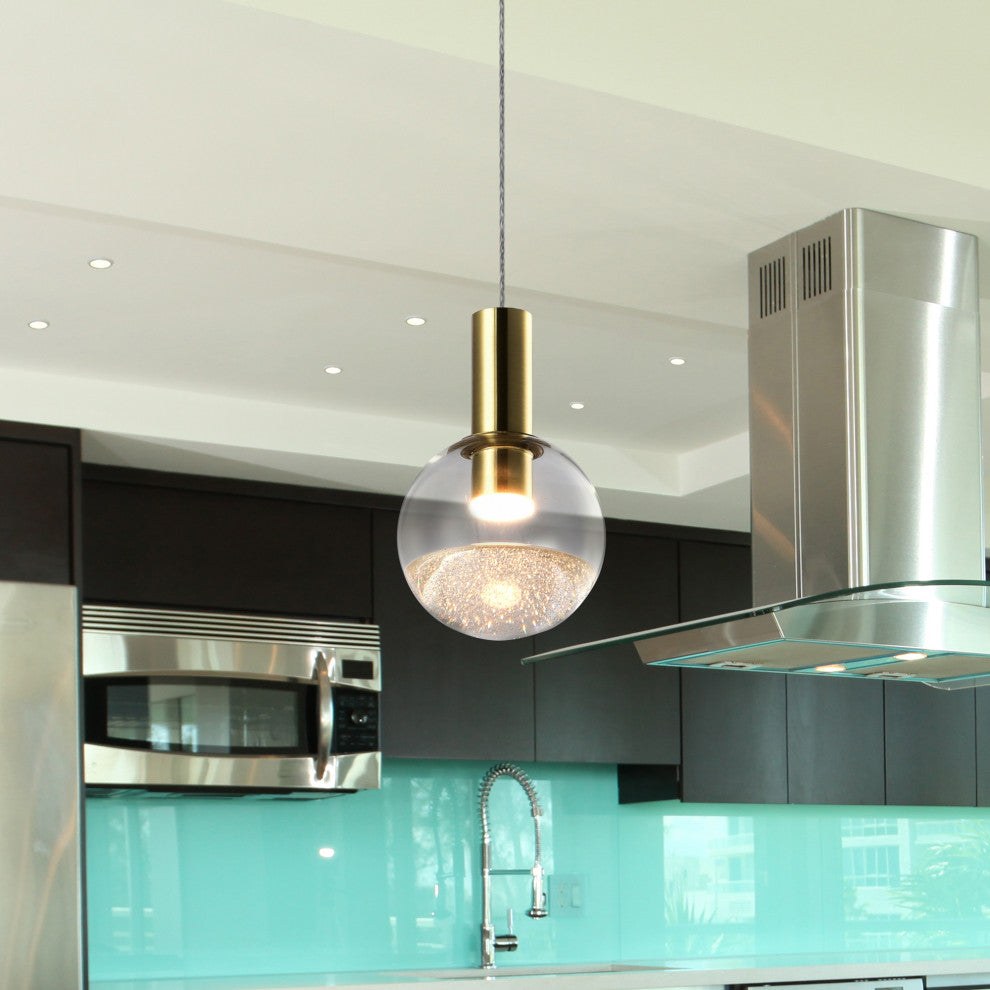Sienna 5" ETL Certified Integrated LED Pendant Lighting Fixture, Brass