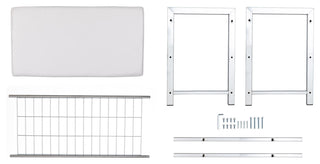 Danya B. Leatherette Entryway Bench with Two Metal Shoe Racks, White/Chrome