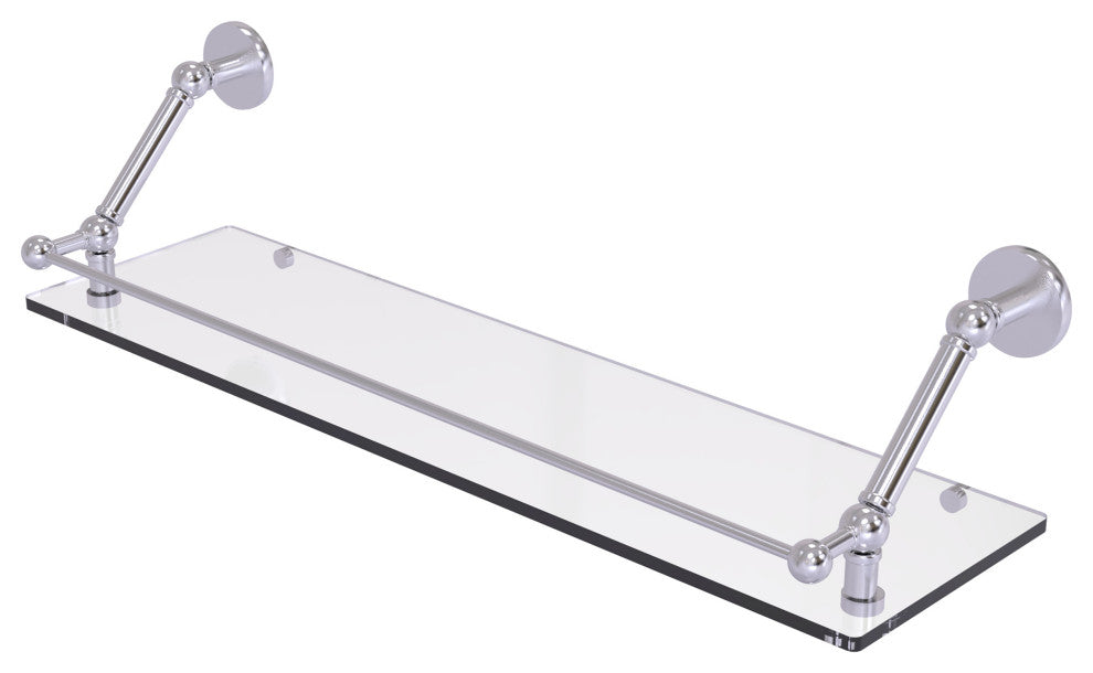 Prestige Skyline 30" Floating Glass Shelf with Gallery Rail, Satin Chrome