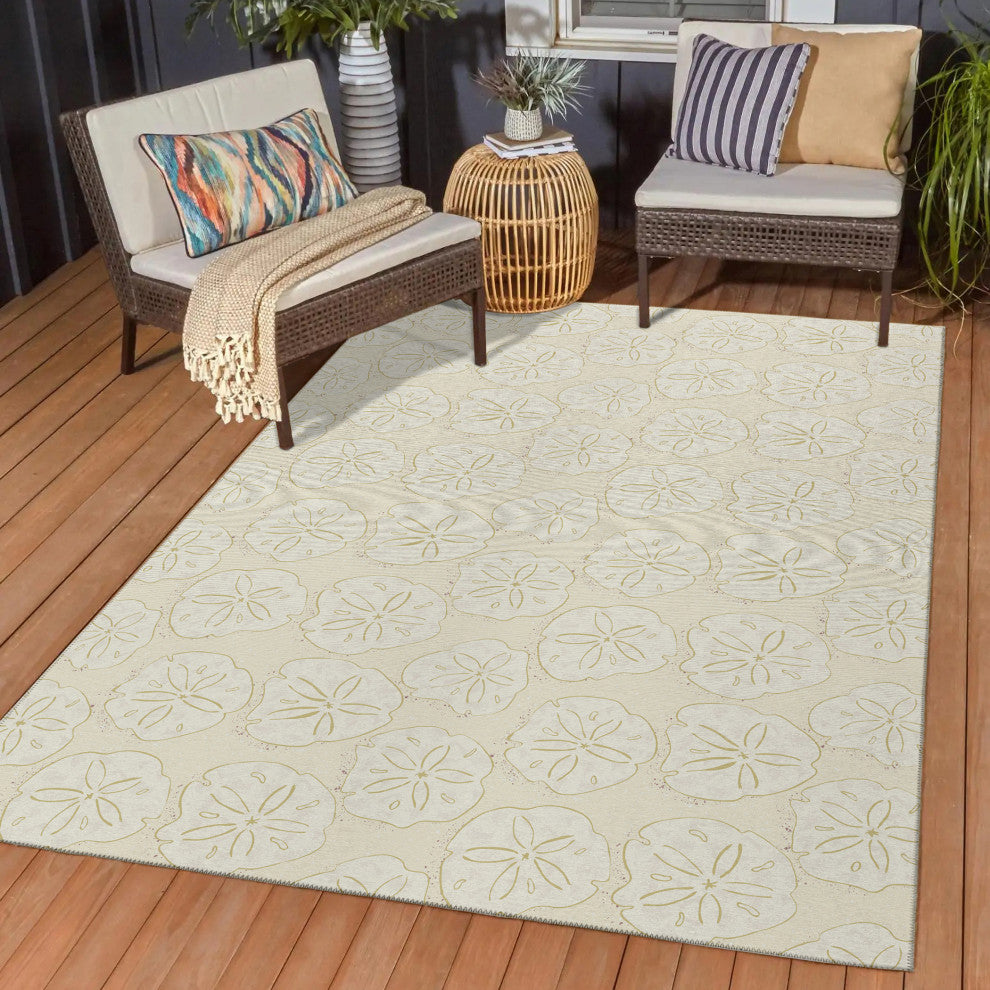 Indoor/Outdoor Seabreeze SZ10 Ivory Machine Washable 9' x 12' Rug