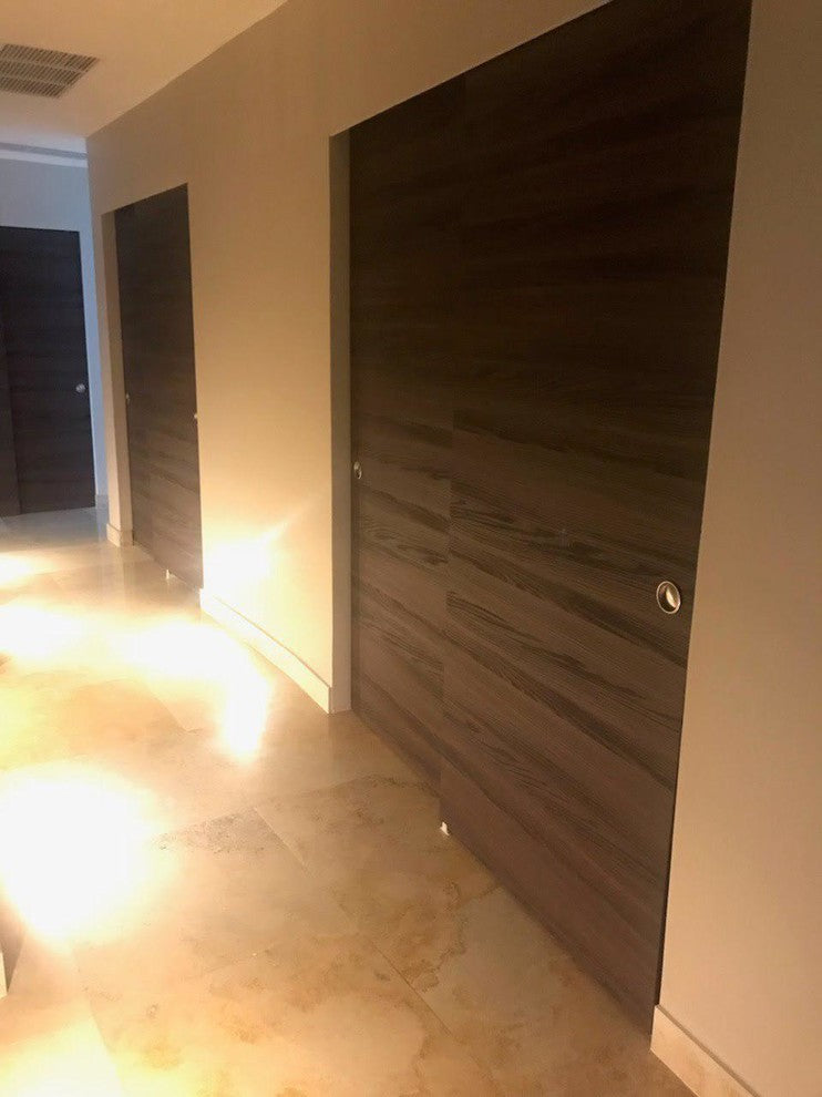 Modern Closet Bedroom Doors 64 x 80 & Rail Kit | Planum 0010 Chocolate Ash