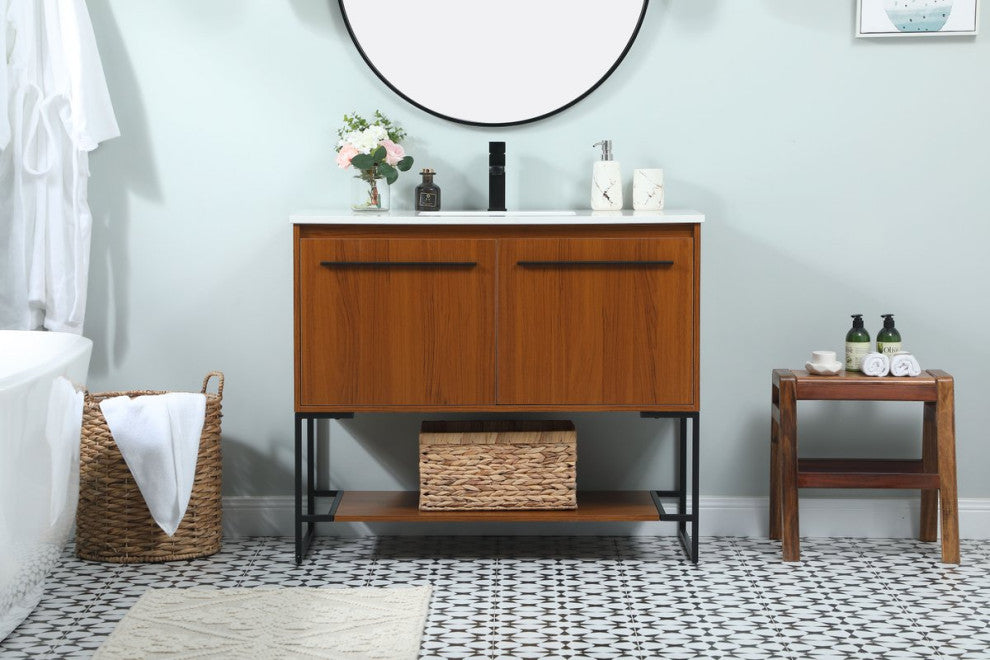 Sue 40" Single Bathroom Vanity, Teak