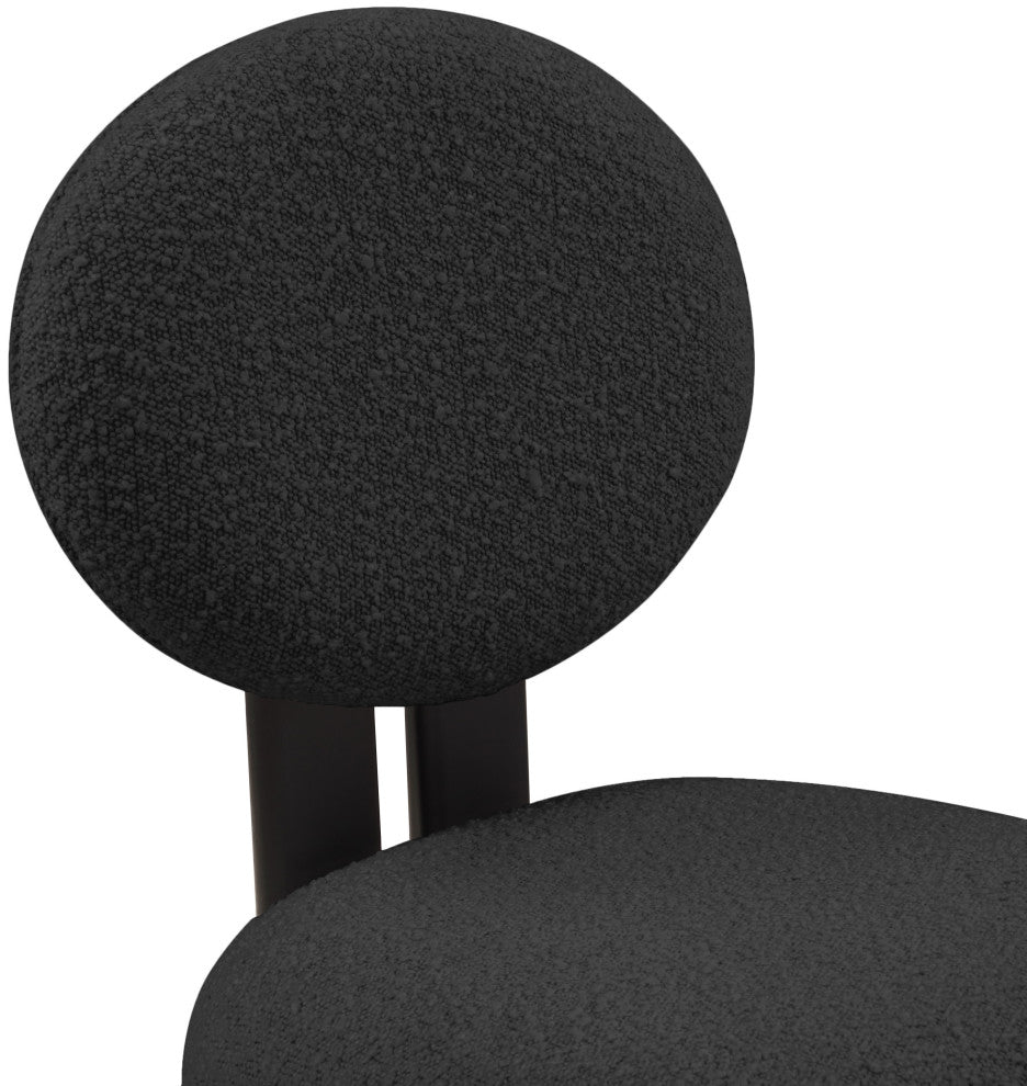 Napa Boucle Fabric Dining Chair, Set of 2, Black, Black Finish