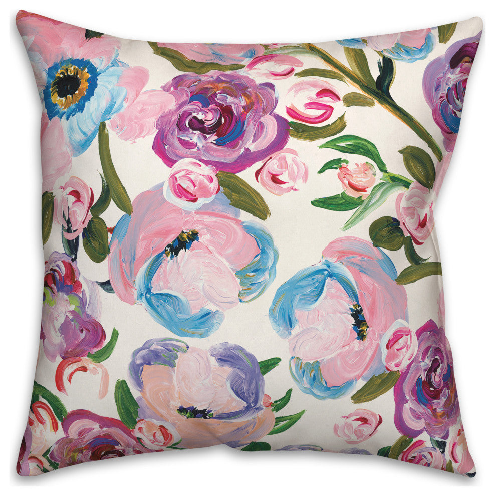 Painted Florals 3 16x16 Indoor / Outdoor Pillow