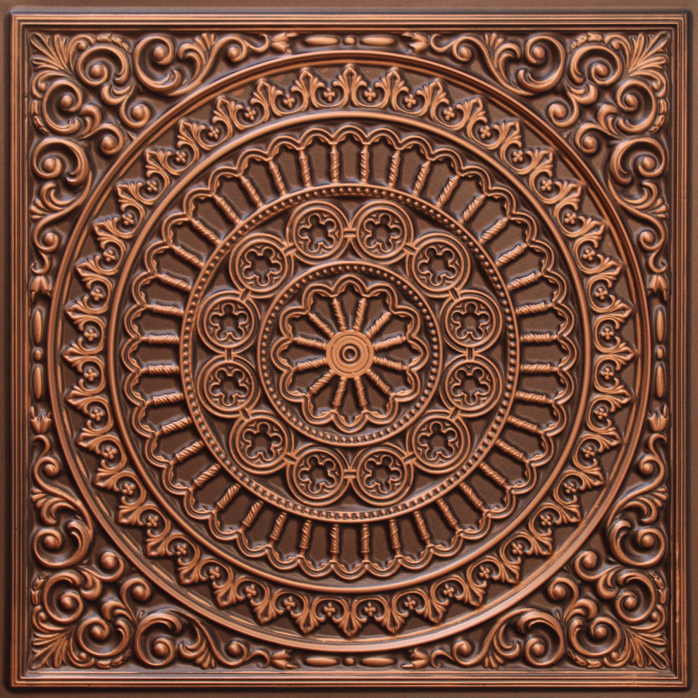 Antique Copper 3D Ceiling Panels, 2'x2', 100 Sq Ft, Pack of 25