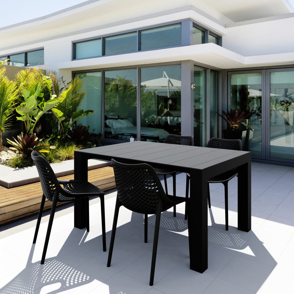 Air Extension Dining Set 5 Piece Black