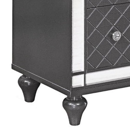 Benzara BM215409 Wooden 6 Drawer Dresser With Mirror Accents & Turned Feet, Gray