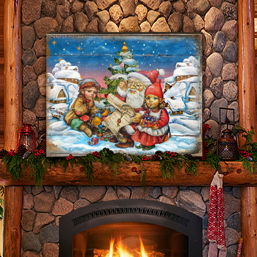 Vintage Christmas Santa Wooden Wall Art, Petite 7.5x5.5
