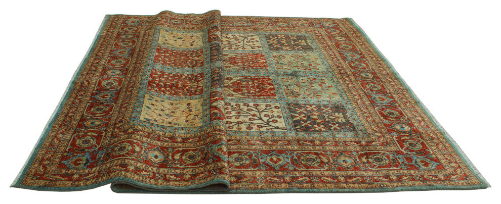 Handmade Aria Naeemah Blue/Rust Rug, 8'11x11'8