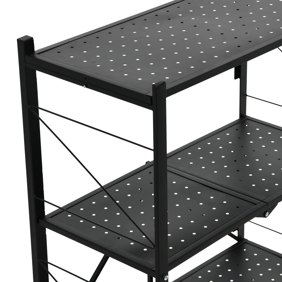 Metal 3-Tier Foldable Utility Rack, Black