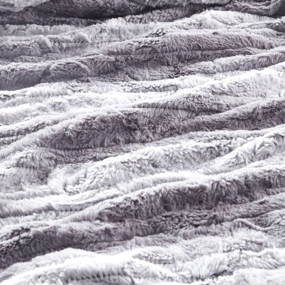 Beautyrest Zuri Oversized Faux Fur Heated Throw, Grey