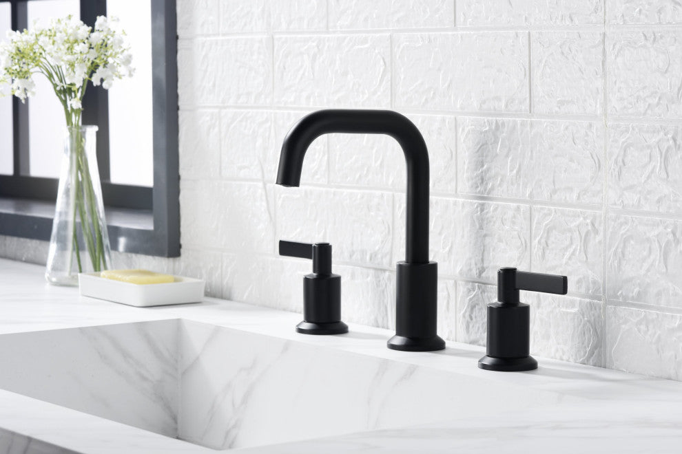 Ultra Faucets UF5700X Two Handle Bathroom Widespread Faucet, Matte Black