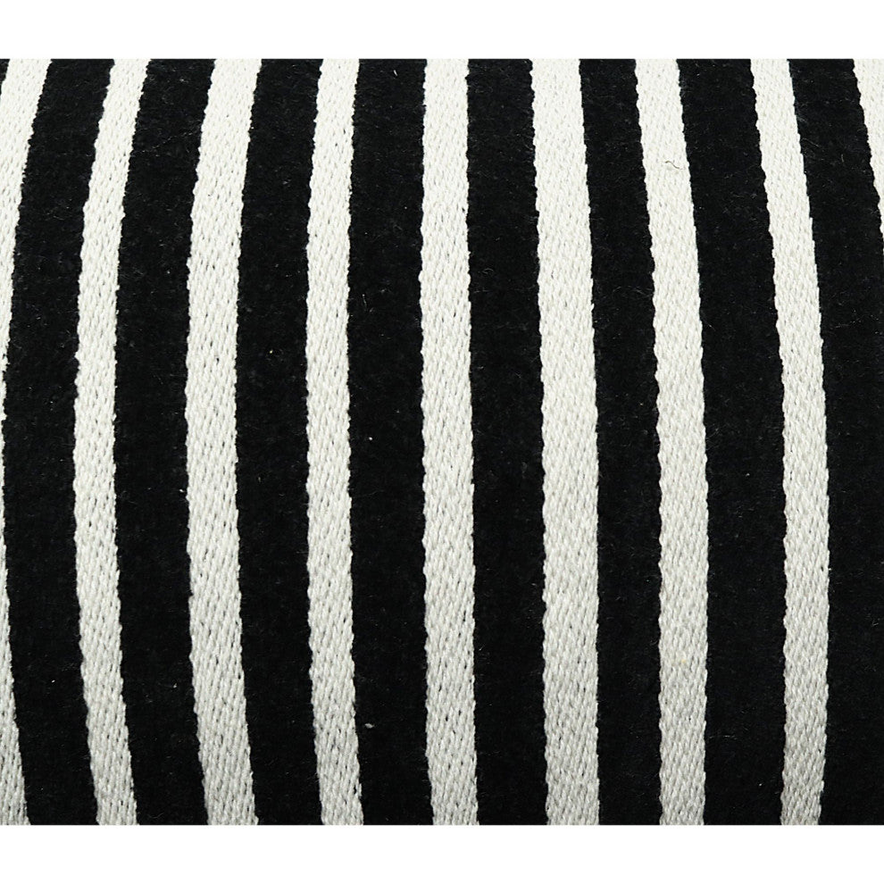 Black & Natural Machine Woven with Tassels Raulston Throw Pillow, 16" x 26"
