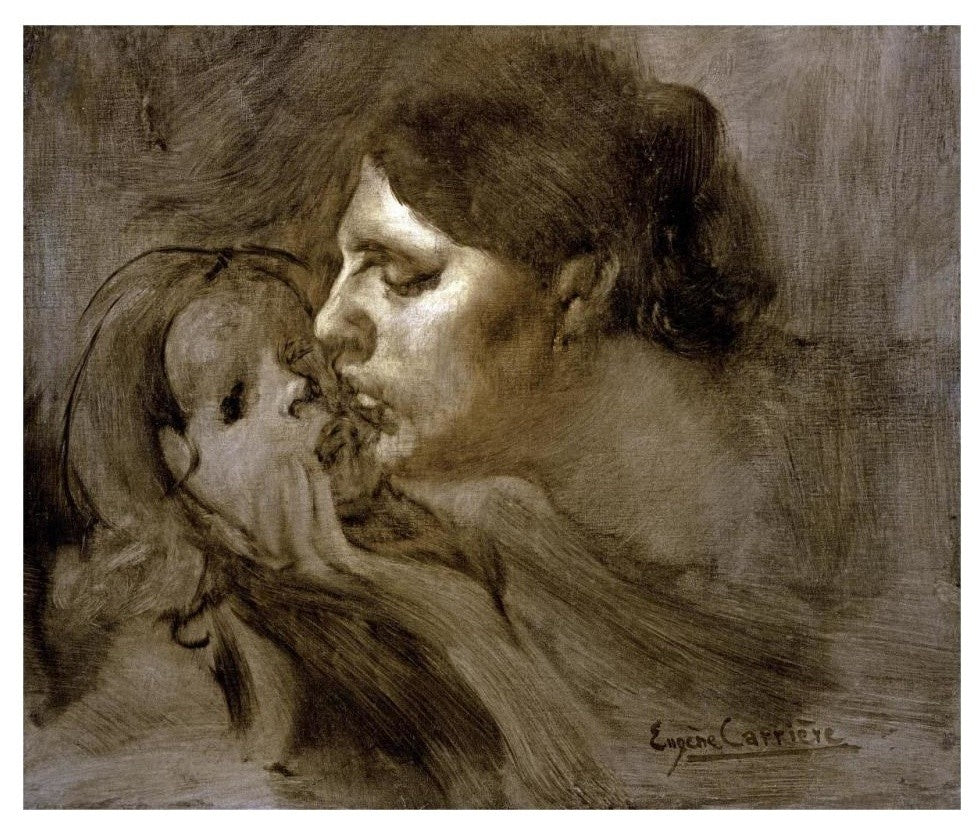 "The Motherly Kiss" Digital Paper Print by Eugene Carriere, 32"x27"