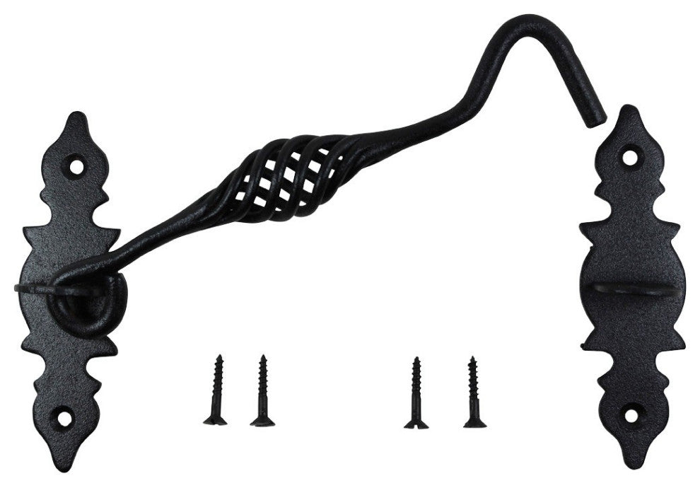 Birdcage Iron Cabin Hook Coating Black 6 1/2 Inch set of 2
