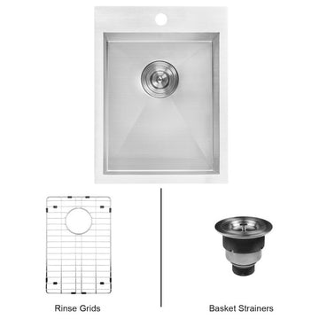 Ruvati RVH8110 15x20" Drop-in Topmount Stainless Steel Bar Prep Sink