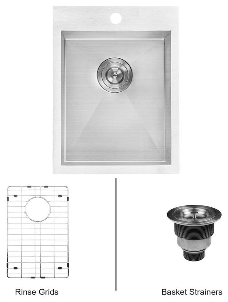 Ruvati RVH8110 15x20" Drop-in Topmount Stainless Steel Bar Prep Sink