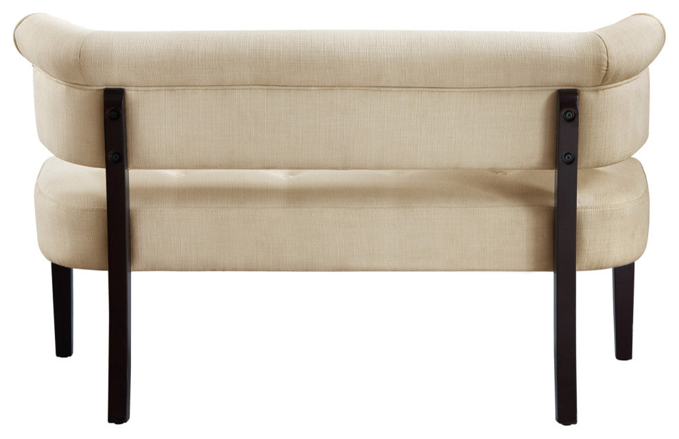 Inspired Home Elisabeth Bench Upholstered, Beige Linen