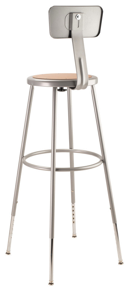 NPS 32"-39" Height Adjustable Heavy Duty Steel Stool With Backrest, Grey