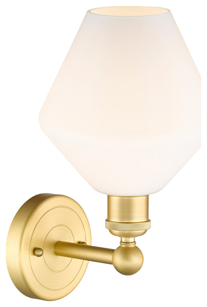 Edison Cindyrella 1-Light 8" Sconce, Satin Gold -Cased Matte White Shade