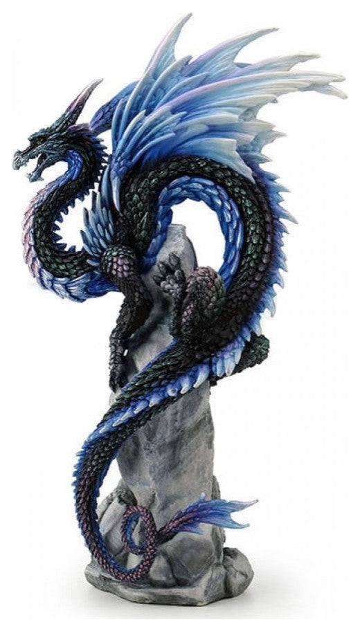 Sapphire Sentinel Dragon Statue Sculpture Figurine Art By Andrew Bill