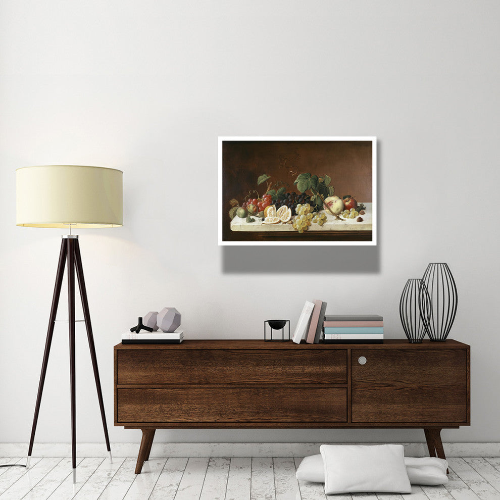 "Still Life With Fruit" Digital Paper Print by Severin Roesen, 38"x32"