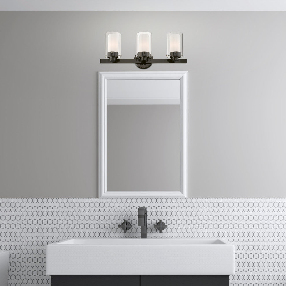 Livex Lighting Manhattan 3 Light Black Chrome, Polished Chrome Vanity Sconce