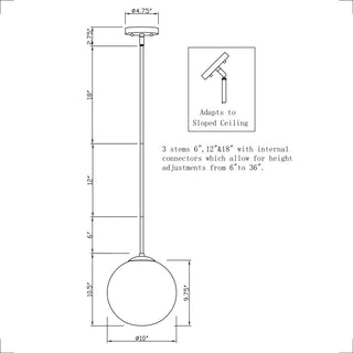 1-LT 10" Globe Glass Pendant, Brushed Nickel