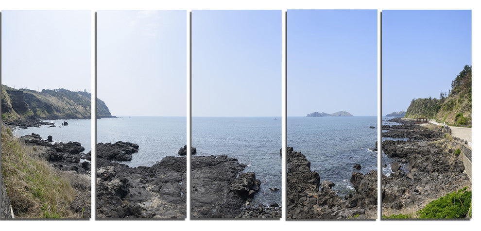 "Landscape of Olle Walking Path" Oversized Beach Wall Art, 5 Panels, 60"x28"