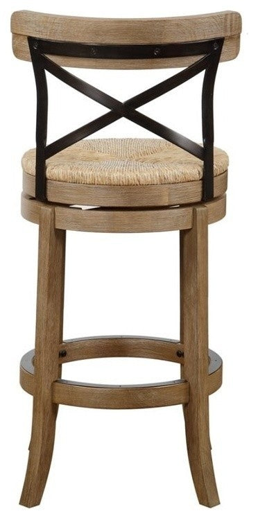29" Myrtle Swivel Bar Stool, Wheat Wire-Brush