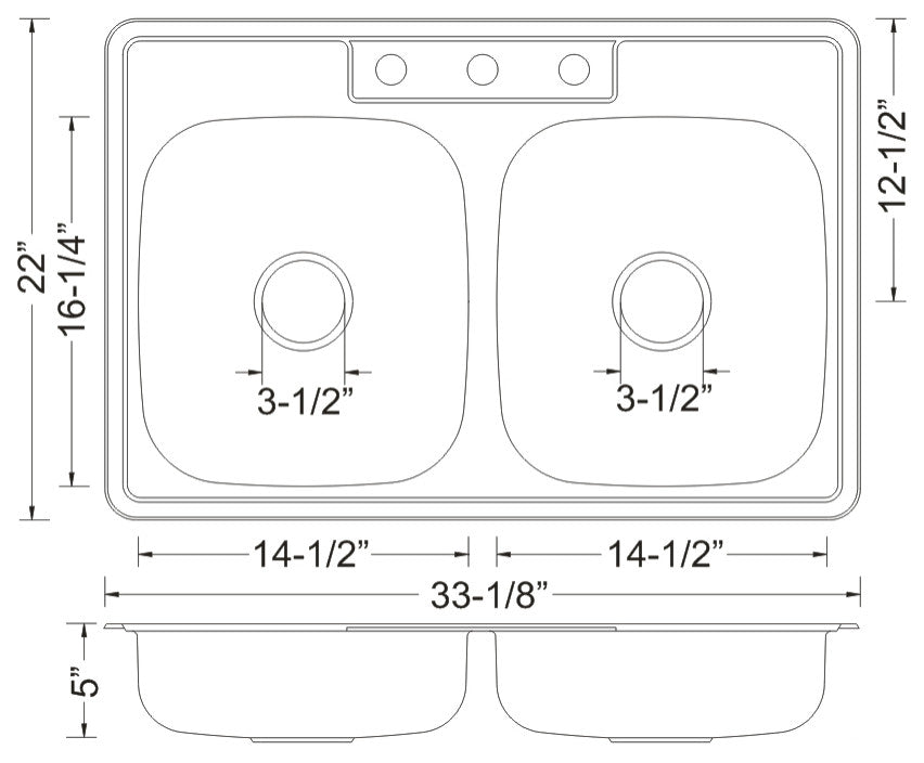Wells Sinkware ADA Topmount Double Sink Pack, Sink Package