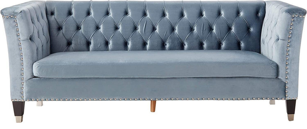 Honor Sofa, Blue-Gray Velvet