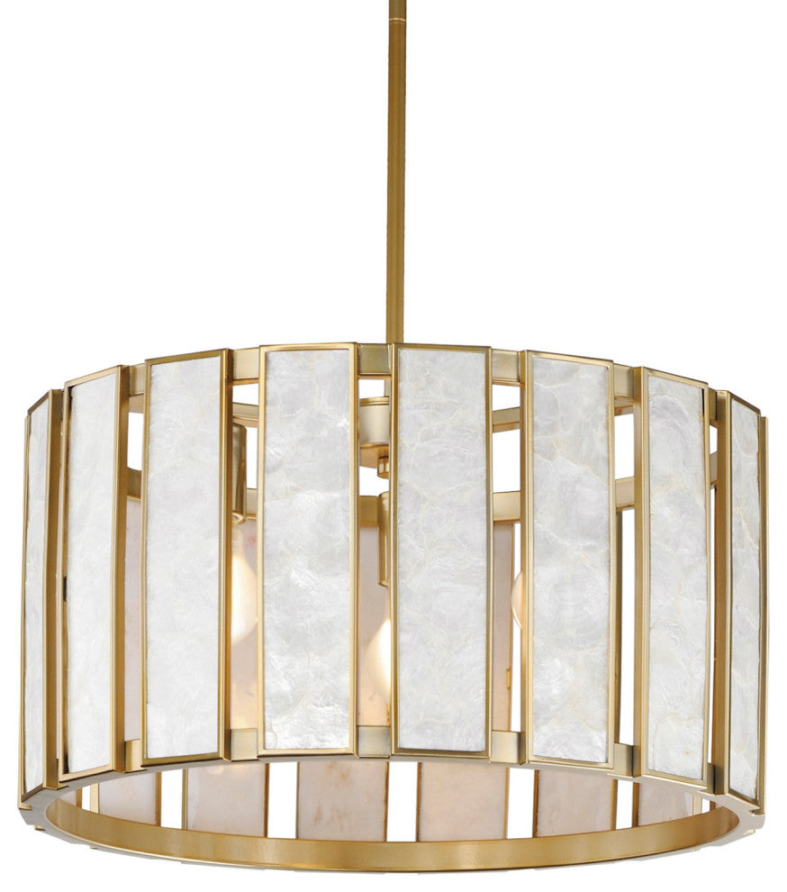 Maxim 12803 Miramar 3 Light 18"W Pendant - Capiz / Natural Aged Brass