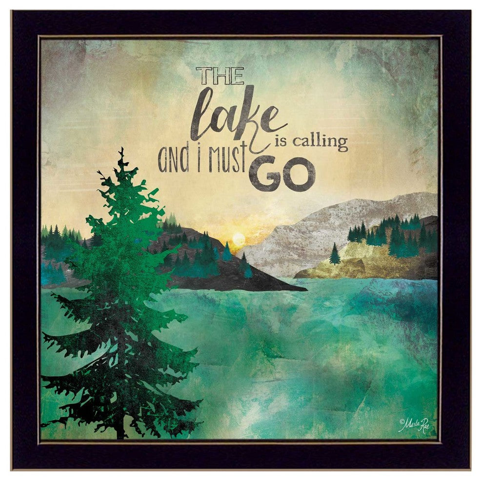 "This Lake is Calling" By Marla Rae, Printed Wall Art, Black Frame