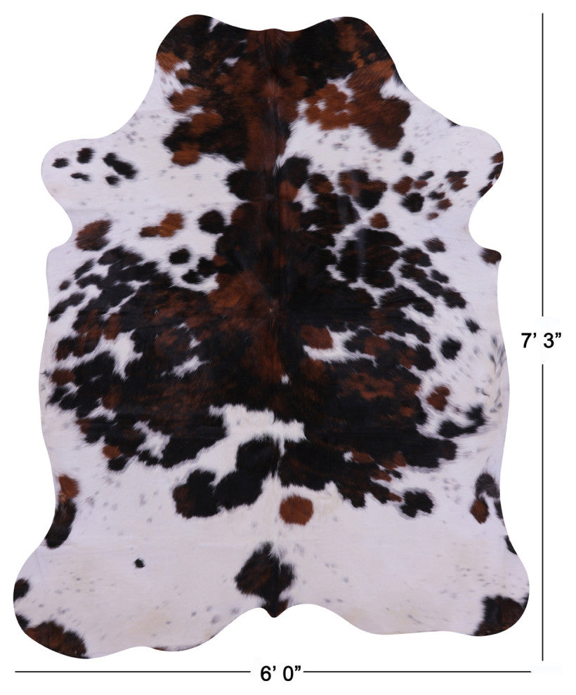 7' 3" X 6' 0" Tricolor Natural Cowhide Rug C2419