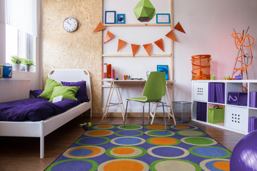 Kid Essentials Rug, Circle Back, Violet, 7'8"x10'9"