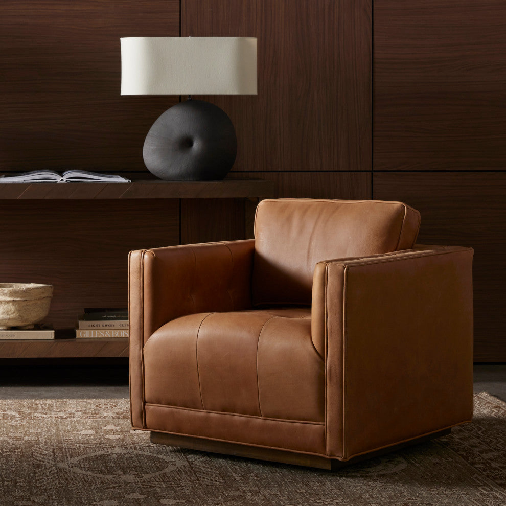 Kiera Swivel Chair-Palermo Cognac