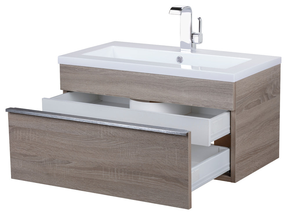 Trough Collection 30" Wall Mount Modern Bathroom Vanity