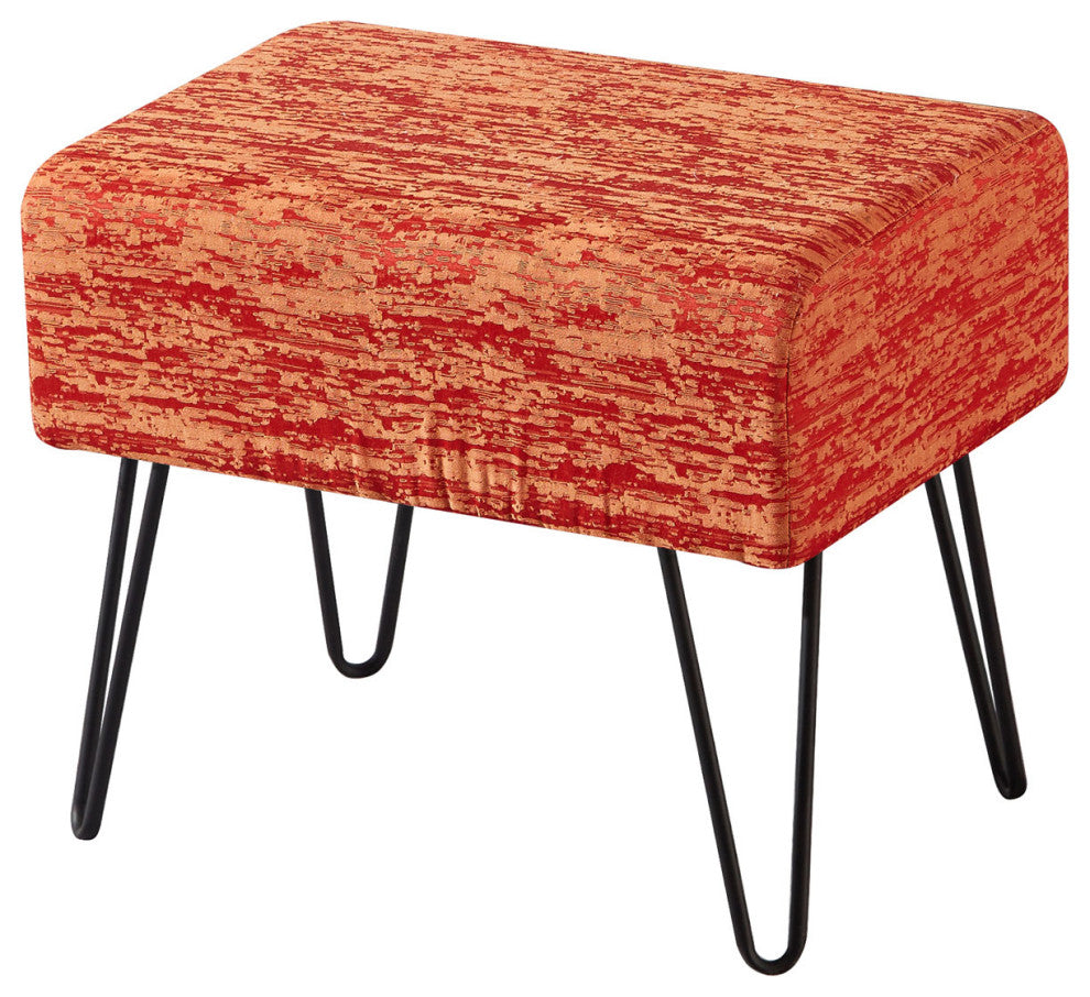 Jacquard Ottoman Ottoman, Burnt Ocre, 19''x13''x17''
