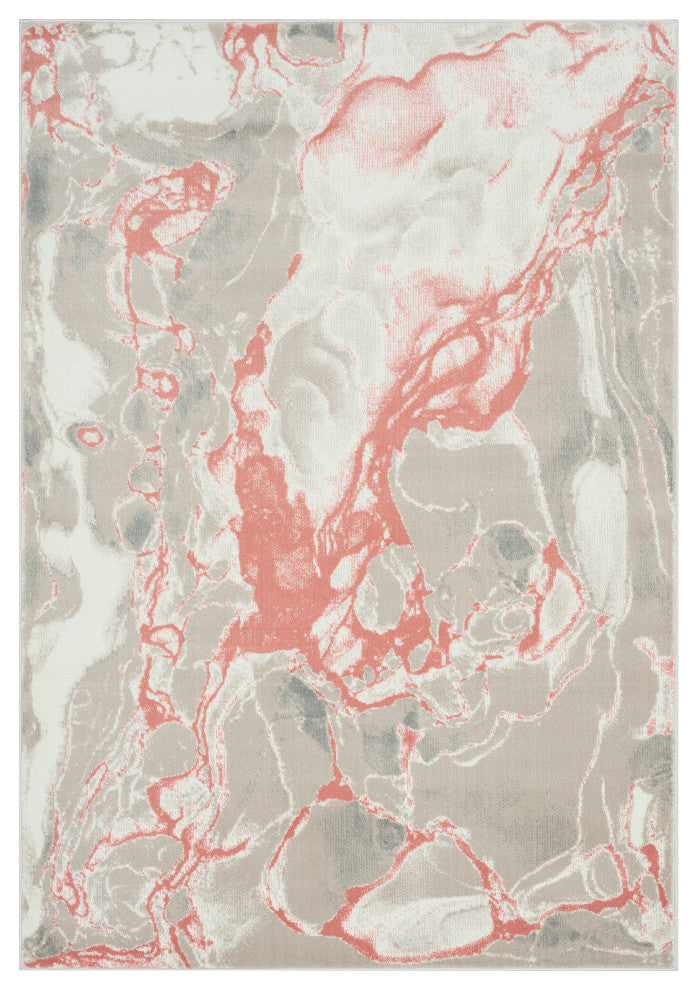 Abani Arto ART140C Abstract Liquid Marble Cream Pink  Area Rug