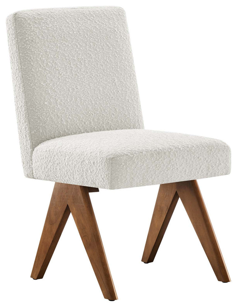 Lyra Boucle Fabric Dining Room Side Chair, Set of 2, Ivory